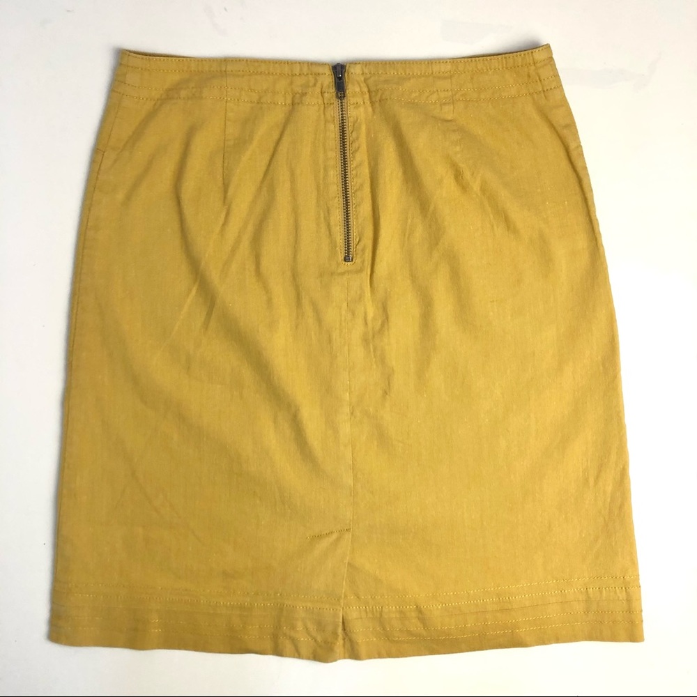 🌹Nic & Zoe Mustard Color Linen Blend Skirt - Picture 3 of 5